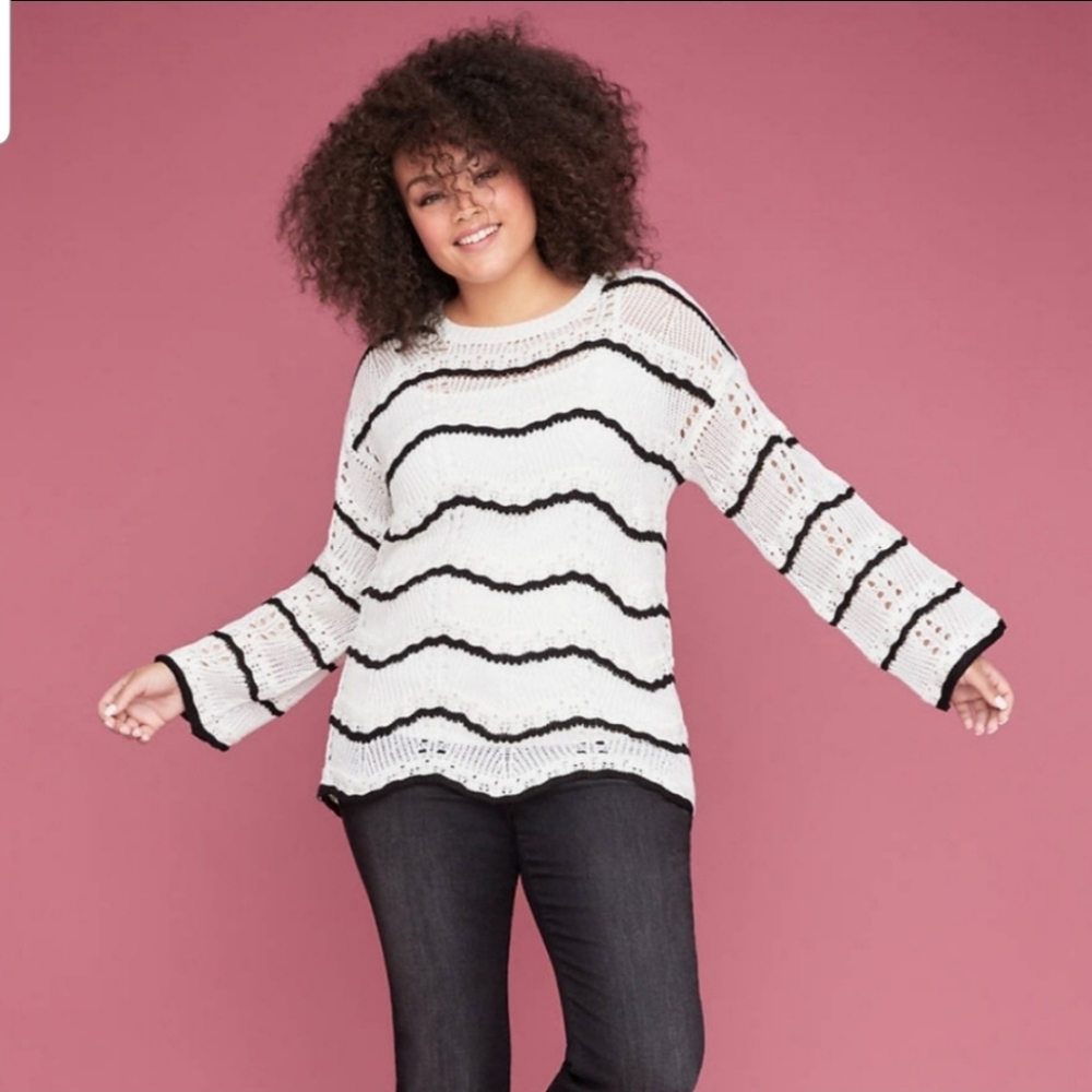 NWT-Lane Bryant Textured Stripe Stitch Sweater